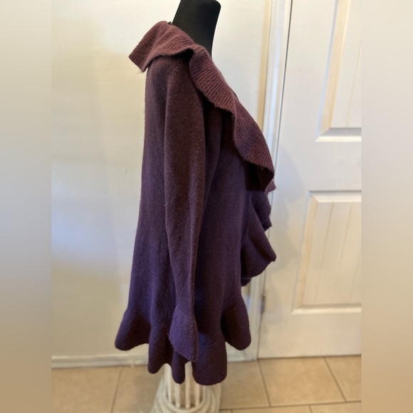 Style & Co Small purple Waterfall Ruffle Long Cardigan wool blend - Picture 2 of 5